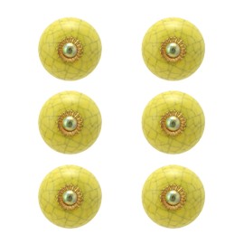 Rasiya Art Yellow Drawer Ceramic Knobs - Handmade Ceramic Dresser Pull Handle Kitchen Cabinets Countryside Farmhouse Boho Decor Furniture Hardware - Pack of 4