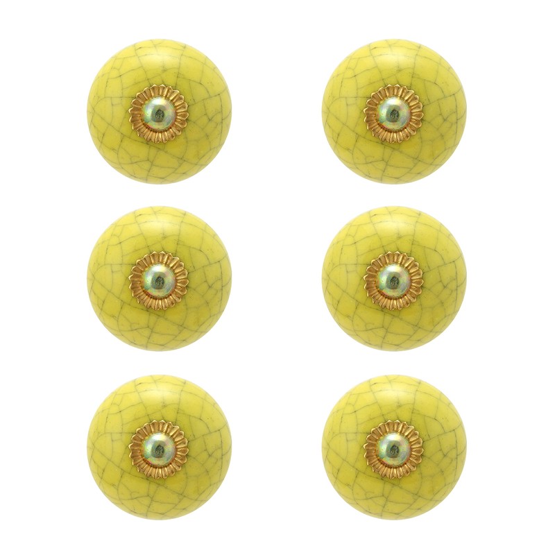 Rasiya Art Yellow Drawer Ceramic Knobs - Handmade Ceramic Dresser