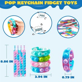 Pop Fidget Toys pops Bulk 25 Pack Party Favors for  4-8,8-12 Year, Fidget Bracelets Sensory Toys for Classroom Birthday Carnival Prizes Gifts Goodie Bags Stuffers for - Color: 50