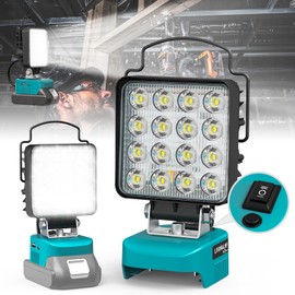 LIVOWALNY LED Battery Flashlight for Makita 18V Battery, Upgraded Dual Switch 48W 4800LM LED Work Light Cordless Light Flood Light Battery Light with USB and Type C Charging Port for Camping, Hiking