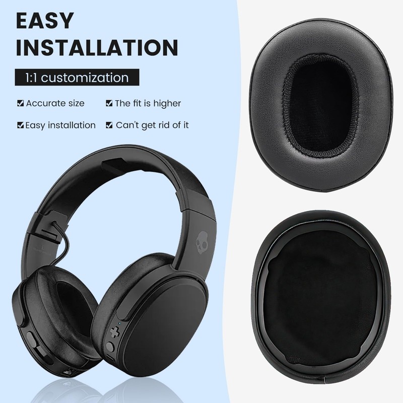 Replacement Headphone Ear Cushions compatible with Skullcandy Crusher Wireless/Evo/ANC, Hesh3