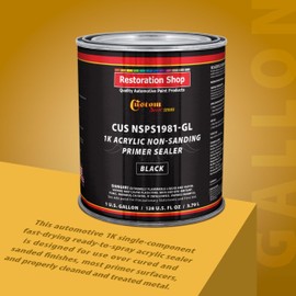 Custom Shop Premium 1K Acrylic Non-Sanding Primer Sealer Paint, Color Black, 1 Gallon - Fast Drying, Ready-To-Spray, Apply Over Automotive Primer Surfacers, Sanded Finishes - Topcoat Urethane, Enamel