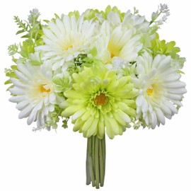 VIBILY Artificial Daisy Flowers Wildflowers Bouquet for Table Vase Decor, Lifelike Fake Silk Spring Flowers, Perfectly Mimics Real Daisy and Spring Blooms (Green & White)