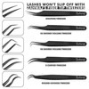 ZAHWAJ Lash Tweezers - Set of 5 Fiber Tip Eyelash