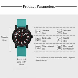 Blekon Original Nurse Watch - Medical Scrub Colors, Easy Read Dial, Second Hand, Water Resistant Watch (Black/Aqua)