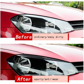 curboom Car Headlight Cover Eyebrow Decal Compatible with VW Golf 7 MK7 GTI GTD R Rline 2013-2019 Carbon Fiber Eyelids Overlay Trim Golssy Black Brow Sticker 1 Pairs Eye Lids Exterior Decoration