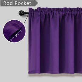Mrs.Naturall Royal Purple Valance Curtains for Windows 36x16 Inch Length