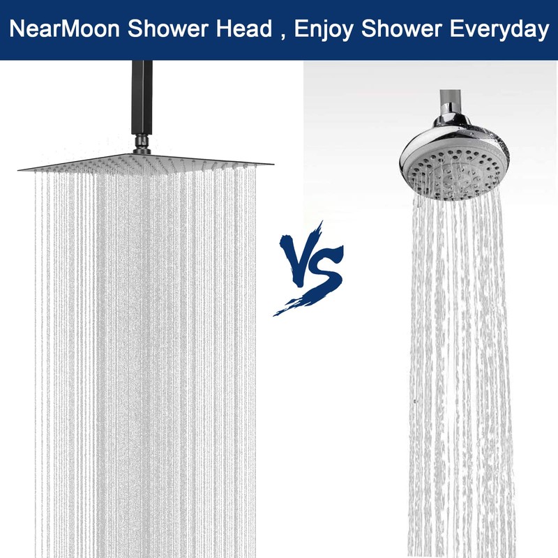 NearMoon Rain Shower Head With Shower Arm, Ceiling Mount Square