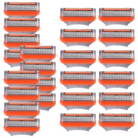 24Pcs Premium Razor Blades for Men - 5-Layer Stainless Steel Refills Compatible with Fusion 5 Style Razors, Smooth Shaving Replacement Cartridges Value Pack