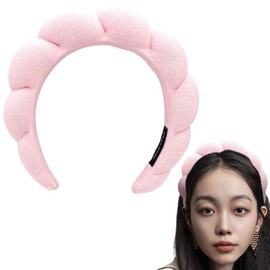 Paifeancodill Makeup Headband for Women, Mimi and Co Spa Headband Skincare Headband, Solid Color Spong Headband Hair Bands, Fabric Headband Hair Accessories for Skincare Makeup Removal Shower Skincare (Pink)