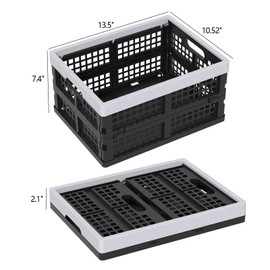 Parlynies 15 L Plastic Stackable Storage Crates, Folding Storage Basket, Collapsible Milk Crate, Set of 4