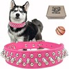 TEEMERRYCA Adjustable PU Leather Spiked Studded Dog Collars with a