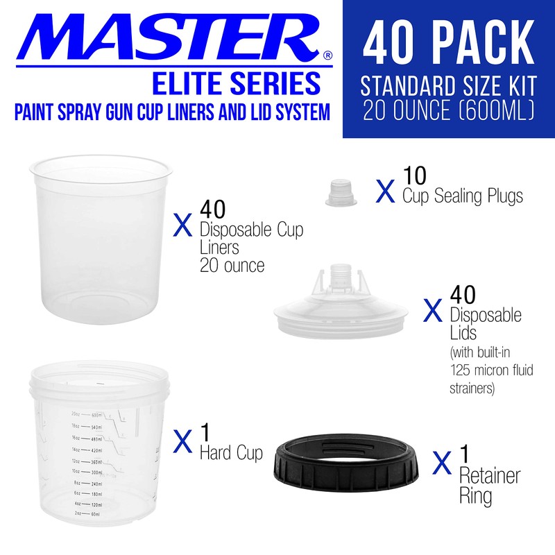 Master Paint System MPS Disposable Paint Spray Gun Cup Liners