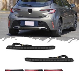 TurningMax 3 in 1 For 2019 2020 2021 2022 Toyota Corolla Rear Bumper Reflector Brake Lights Sequential Turn Signal Light Smoked Lens