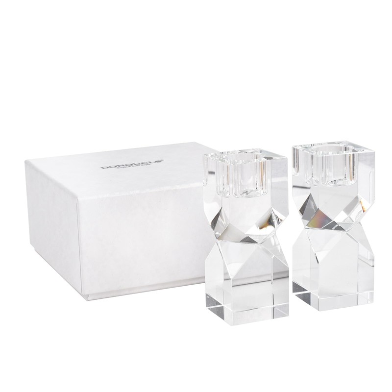 DONOUCLS Home Crystal Candlestick Holders Pack of 2 Clear Crystal
