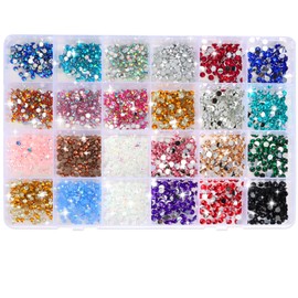 Nail Gems for Nail Art 24 Colours 3-4mm Flat Back Resin Crystal AB Jelly Rhinestones Hotfix Kit Stick On Diamante Gems for Crafting for Crafts Clothes Face Shoes Bags Tumblers Decoration