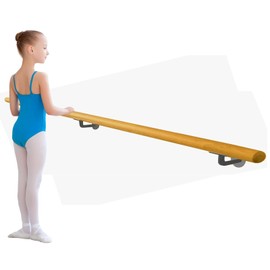 Ballet Barre 8 FT Long 2.0” Diameter Black Single Bar, Kids and Adults | Open Bracket Wall Mounted Fixed Height Wooden Ballet Barre, Home/Studio Ballet Bar, Dance Bar, Stretch Bar, Dancing/Stretching