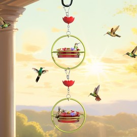 Dreamdrawer Hummingbird Feeder for Outdoors,Containing Ant Moat & 8 Feeding Ports,Outdoors Garden Yard Décor,1Pc Hummingbird Feeder top Filling.Metal Frame