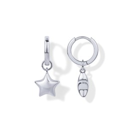 PAVOI Rhodium Plated Star Dangle Huggie Earrings for Women | Charm Earring Pair