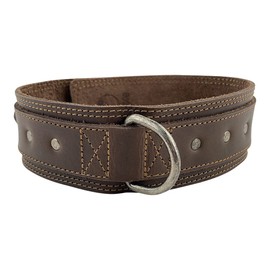 Taco Dog, Double Layer Dog Collar Handmade from Thick Full Grain Leather - for Large Dogs with 6 Adjustable Holes and Metal Hardware - Heavy Duty, Safe Collars, Durable, Pet Accessory - Bourbon Brown