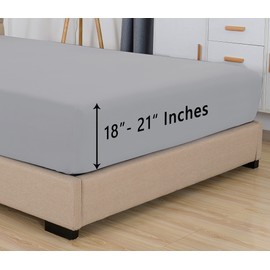 Elegant Comfort Premium Hotel Quality Extra Deep Pocket 18" - 21" Single Fitted Sheet for High Mattress, Luxury & Softest 1500 Thread Count Egyptian Quality Smart Pocket, Twin/Twin XL, Silver