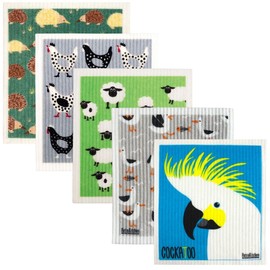 RetroKitchen Swedish Dish Sponge Cloth 5 Pack Bundle - Animals