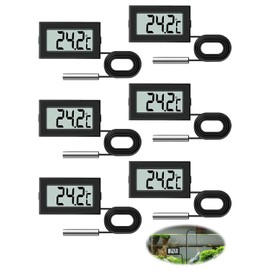 6 PCS Digital LCD Thermometer Temperature, Water Temperature Monitor with 1m External Probe, Mini Thermometer for Fridge Freezer Refrigerator Aquarium Vivarium Home Room Checking Display