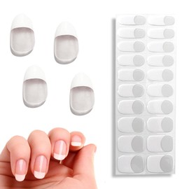 20 Pegatinas de Uñas de Gel Semi, Tiras de Uñas de Gel Uv Semicuradas Francesas Naturalmente Transparentes, Pegatinas de Uñas de Punta Francesa Con Kit de Herramientas de Manicura