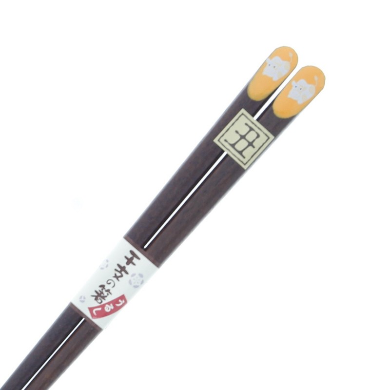 箸 干支 うし (丑 ウシ) 漆 塗装 木製 (天然木) 18cm