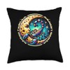 Moon With Face And Luminescent Scorpion Astrology Sign Throw Pillow