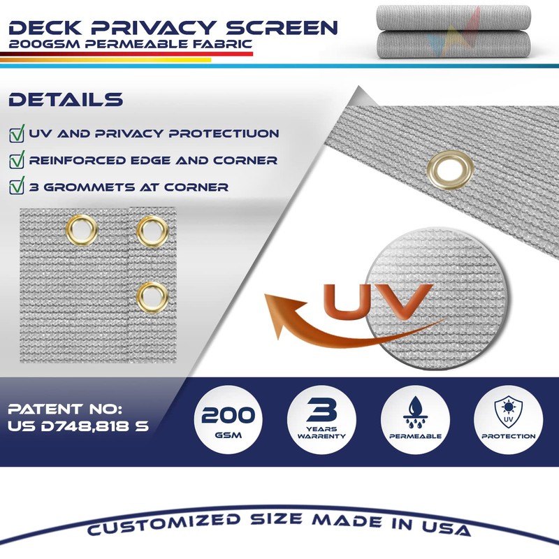 Windscreen4less 3'x50' Deck Balcony Privacy Screen for Deck Pool Fence