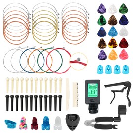 78 Piezas Accesorios de Guitarra, Kit De Accesorios Para Guitarra con Afinador de Guitarra, Cejilla de Guitarra, Herramienta de Repetición 3 en 1, Púases ect Guitarra Accesorios