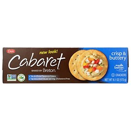 Dare Breton Cabaret Crisp & Buttery Crackers, No Artificial Flavors or Colors, 0g Saturated Fat, Cholesterol Free, Plant Based, Kosher, Non-GMO, 6.1 Ounce (Pack of 12)