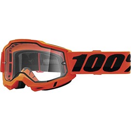 100% Accuri 2 Enduro Mountain Bike & Motocross Goggles - MX and MTB Racing Protective Eyewear (Orange - Clear Dual Lens)