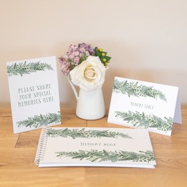 Condolence book for funerals | A4 set of Funeral memory book of condolence and signs | green fern remembrance memories book | memory book for funeral | condolences book