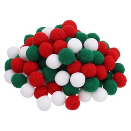 PATIKIL 0.8 in Pom Poms for Crafts, 100Pcs Fuzzy Pastel Pom Pom Balls for Art Supplies DIY Creative Craft Material Handicraft Decorations, Red, Green, White