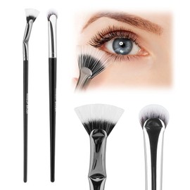 2pcs Multifunctional Folding Angle Scalloped Lash Brush For Women Girls, Compact Home Salon Comb, Separator Eyelash Brush, Angled Fan Shaped Eyelash(Fiber brush)