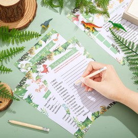 Yinder 145 Pieces Baby Shower Games for Boy or Girl Game Activities Cards with 20 Pencils Includes Baby Bingo Description and Wishes Guess Who Baby Price is Right, Word Scramble Game (Dinosaur)