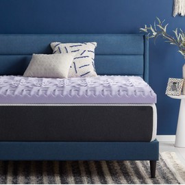 LUCID 3 Inch 5 Zone Lavender Memory Foam Mattress Topper – Plush- Calming Lavender – Targeted Convoluted Comfort Zones
