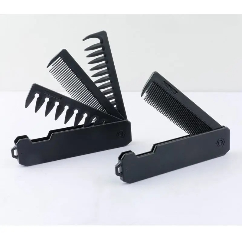 3-in-1 Folding Pocket Comb for Men Portable Wide Tooth Barber