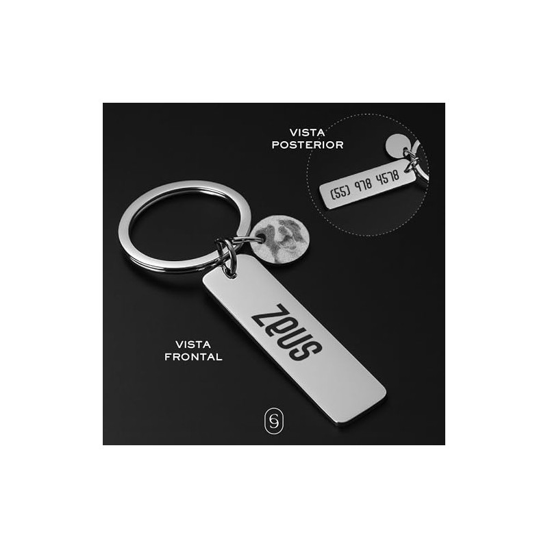 Clepsidra® Placa de identificación personalizada para perros y gatos. Llavero
