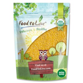 Food to Live Organic Yellow Polenta, 12 Ounces - Non-GMO Yellow Corn Grits, Ground Cornmeal, Quick Cooking, Vegan, Kosher, Bulk, For Hot Cereal and Porridge. Low Sodium, Milled Maize, Corn Meal
