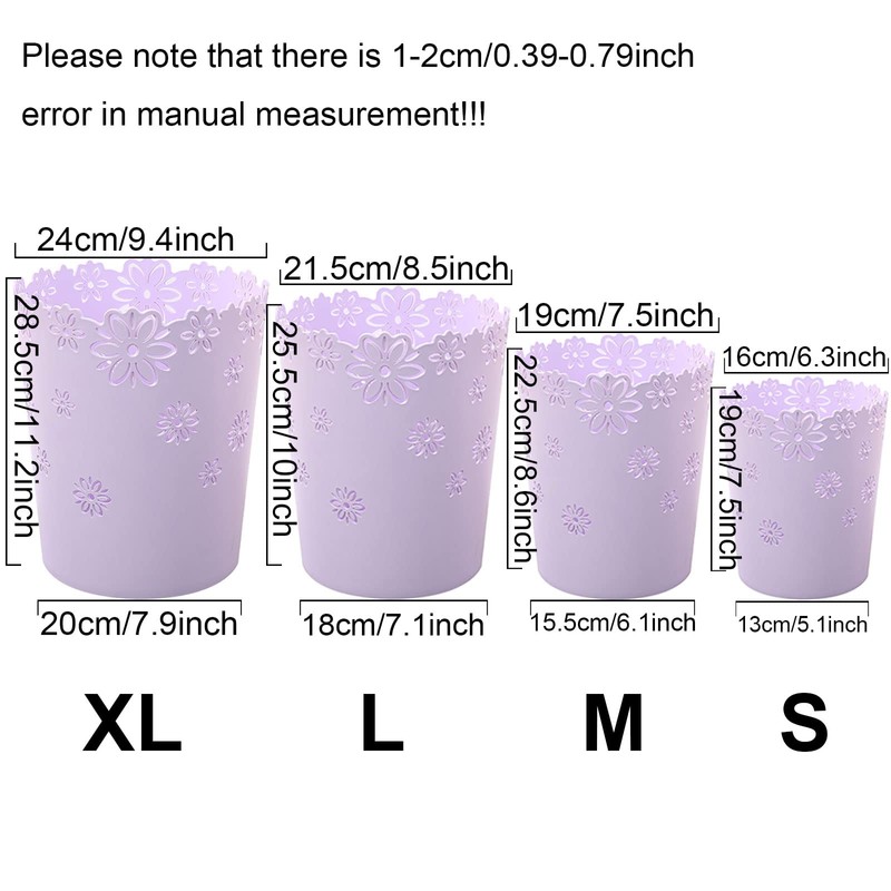 Scakbyer Wastebasket, Hollow Flower Shape Plastic Lidless Wastepaper Baskets Trash