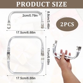 2PCS Aluminum Purse Frame, 17.5×8.8cm U-Shaped Metal Bag Frame Kiss Clasp Tubular Hardware Internal Hinge Replacement for DIY Pouch Dumpling Handle Bag Handbag Clutch Making