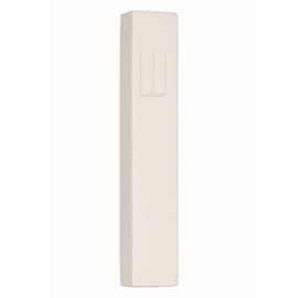 A&S Mezuzot Modern Concrete Mezuzah Case with Scroll, Easy Peel and Stick Mezuza (Ivory+ Engraved Shin, 7 Inches)