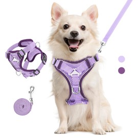 VavoPaw Cat Harness and Lead Set for Walks, Adjustable Kitten Vest Harness with Reflective Strip, Escape Proof Pet Safety Vest for Cats, Puppies, L, Light Purple