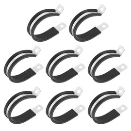 PATIKIL 1-9/16 Inch Cable Clamp, 8 Pack 304 Stainless Steel Rubber Cushioned Insulated Pipe Metal Clamp for Tube Pipe Hose Cable Wire Cord Installation