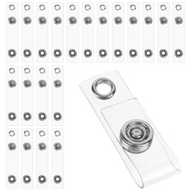 20 Pcs ID Badge Clip Clear ID Badge Holder Straps with Snap and Eyelet Plastic Badge Clips Lanyard Clips Badge Holder Clip Replacement Attachment for Badges Lanyards