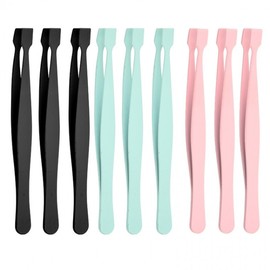 Beginner-Friendly Stainless Steel Flat Head Eyelash Applicator & Tweezers Free Size/Green Flat Head Spatula 15ea