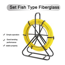 Lfhelper Fish Tape Fiberglass 1/4 328ft Electrical Fishtape, Duct Rodder Fish Tape Wire Puller Cable Running Rod for Pulling Cables Wires Ropes with Steel Frame Stand,6mmx100m